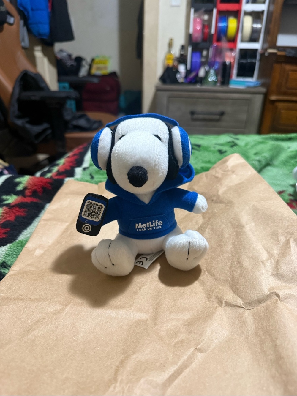 2013 MetLife Snoopy Peanuts Plush Blue Hoodie Headphones